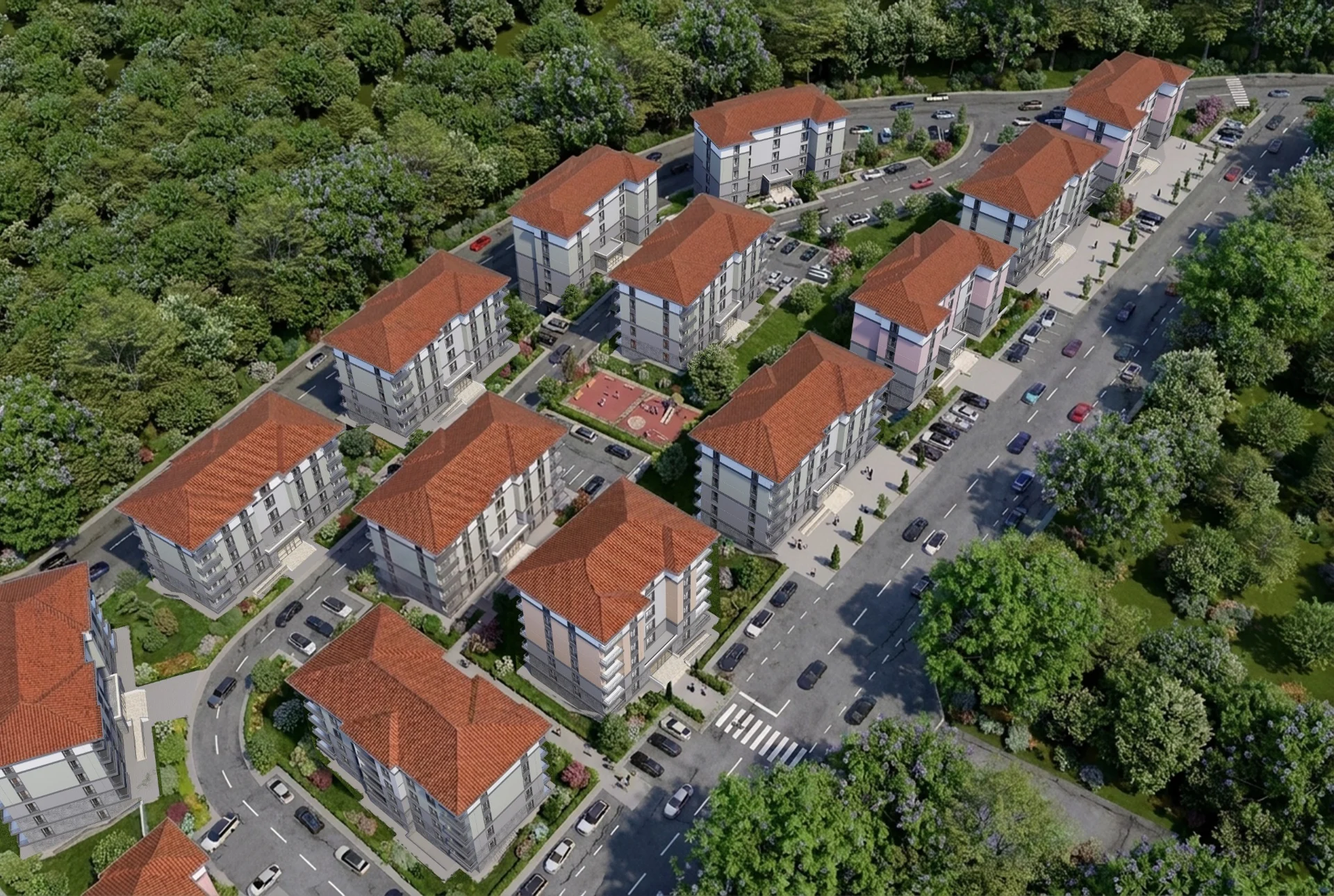 27. Bölge bloklarının üst açıdan mimari görselleştirmesi